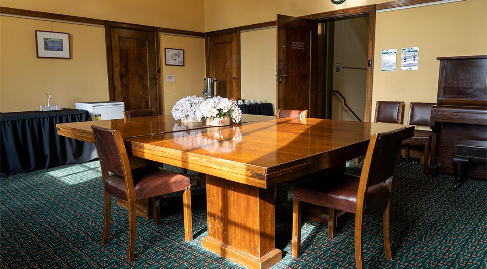 The Box Hill Town Hall's Arundel Wrighte Room set up with chairs and tables