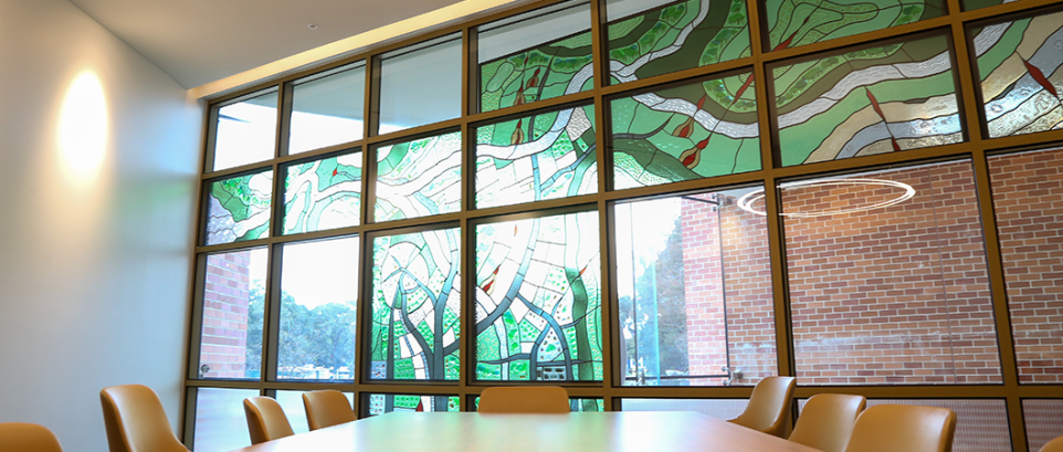 A photo of The Round's board room space. 