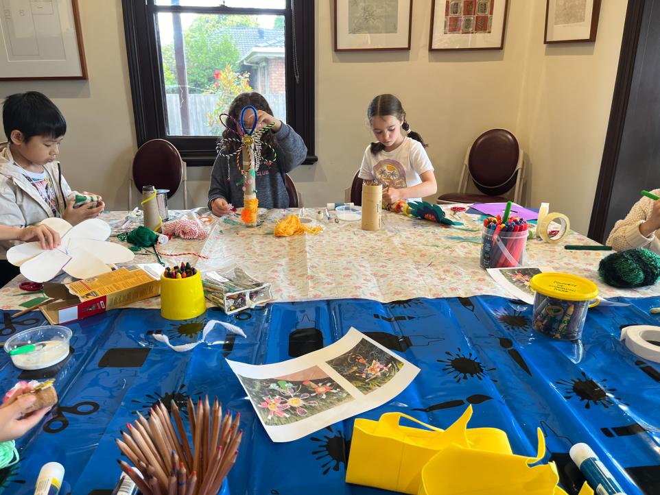 children in art class at Strathdon House 