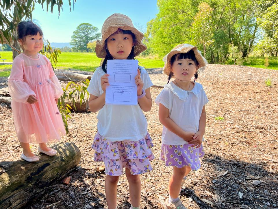 3 children on a treasure hunt at Strathdon House 