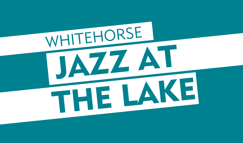 jazz at the lake banner on teal background