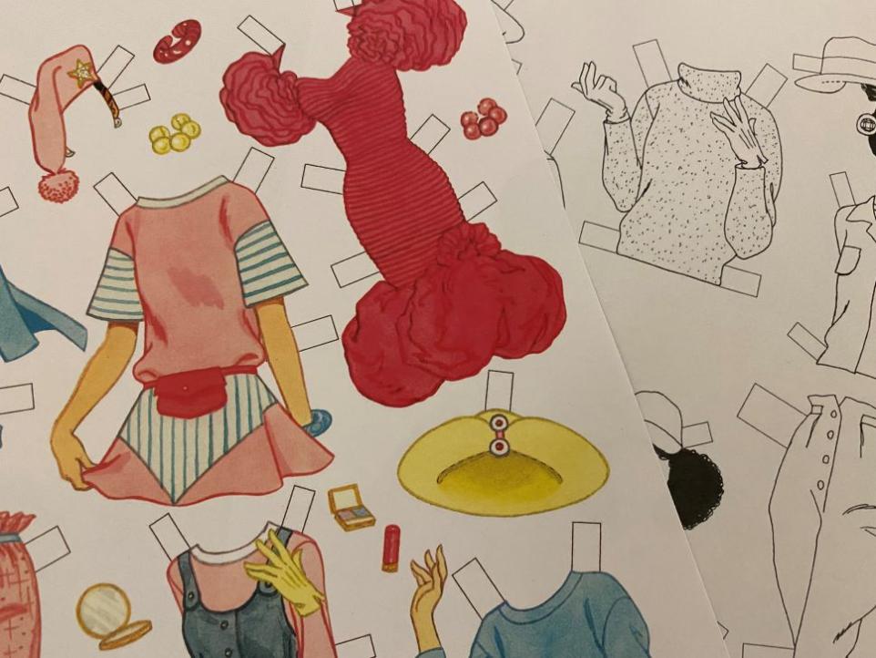 montage of 80s clothes to cut out