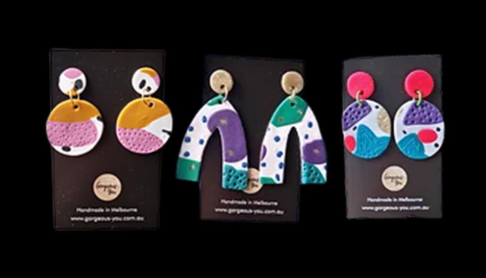 polymer clay statement earrings by Kelly Pepper 