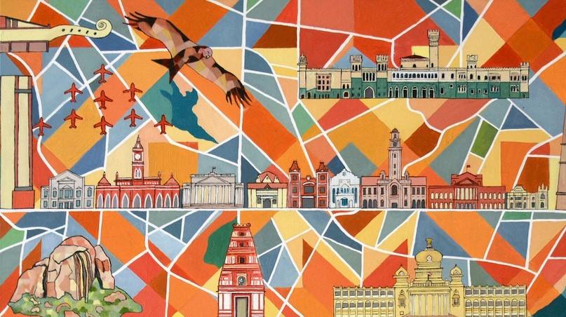 Artist colourful rendering of buildings