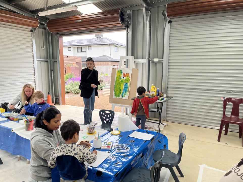 messy play session in the packing shed at Strathdon House for adults and preschoolers 