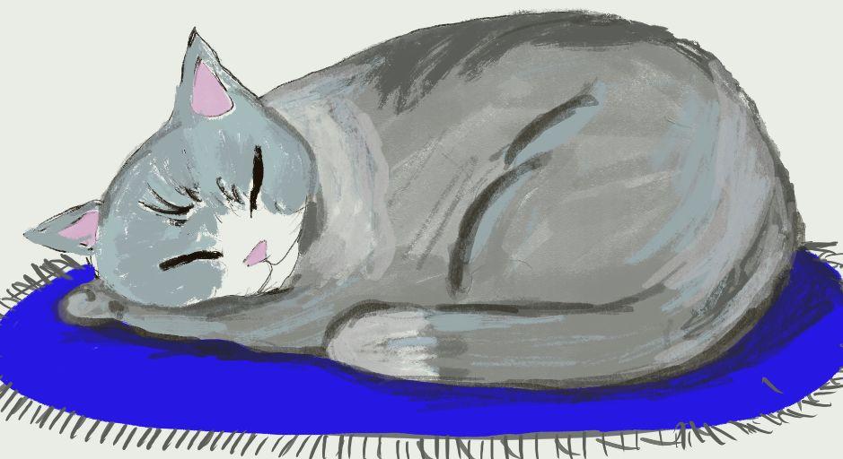 Pastels Kids Sleeping Cat illustration 
