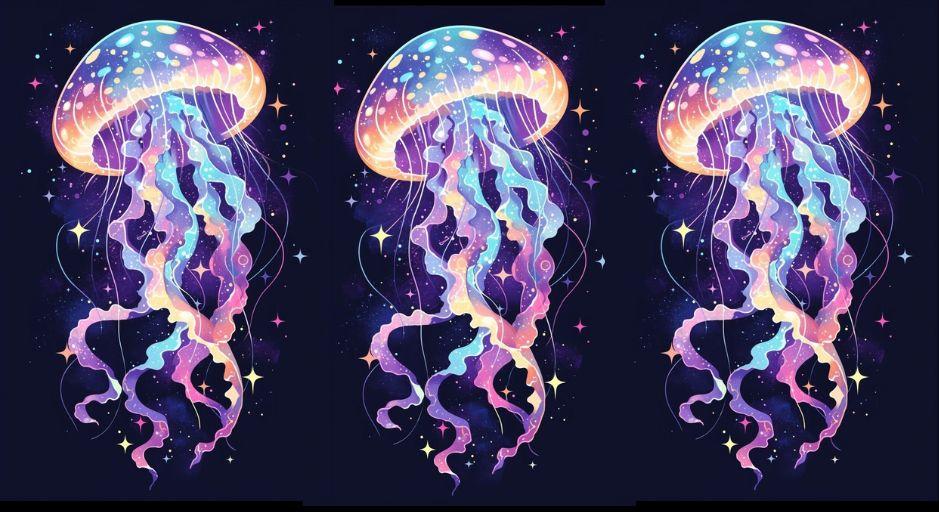 Procreate digital art glow jellyfish