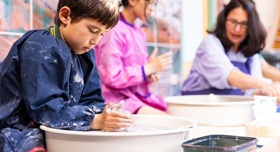 child ceramic wheel class box hill community arts centre studio