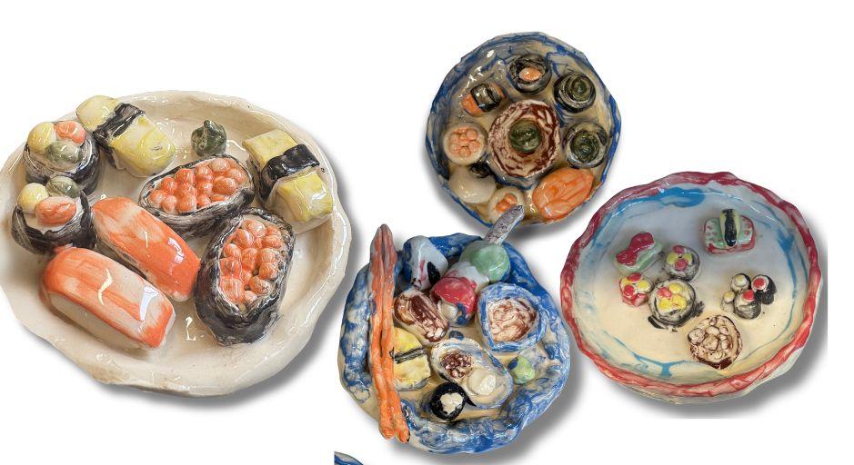 BHCAC kids sushi clay plate hand building 