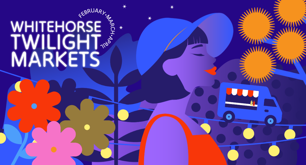 Graphic with women's side profile and flowers and fairy lights. 