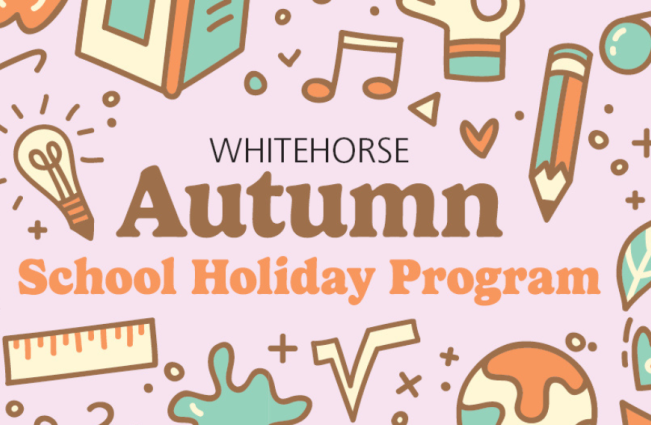 School Holiday program text and graphics 