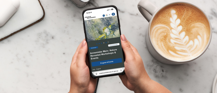 image of a photo on the creative whitehorse website and a coffee