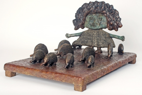 Dean Bowen Young Girl with Echidnas 2009 Unique bronze