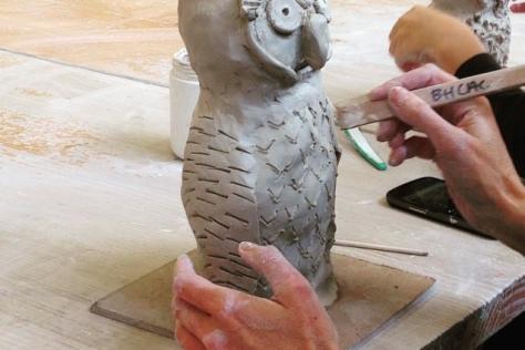 hand build clay owl