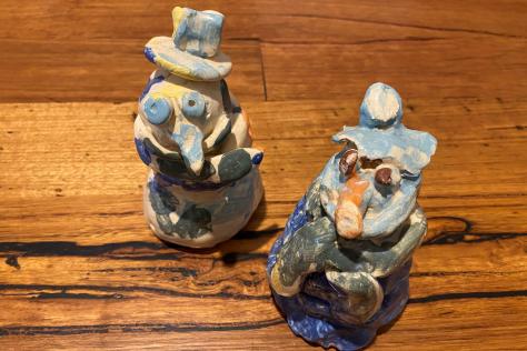 ceramic crafted snowman from kids clay workshop