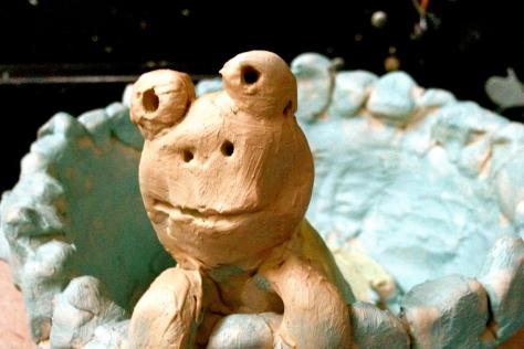 Clay frog in a pong 
