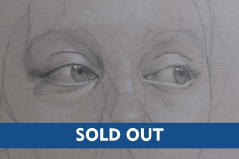 Sketch of a face with sold out graphic 