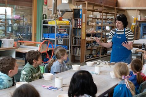 children ceramics class in clay studio