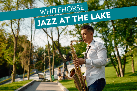 man in white shirt playing saxophone in a garden 