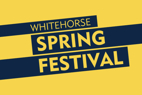 Text reading - Whitehorse Spring Festival on a yellow background