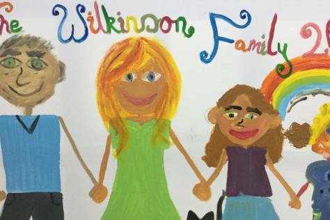 painted family portrait on canvas 