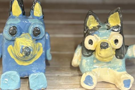 Kindy clay hand-built clay bluey dogs