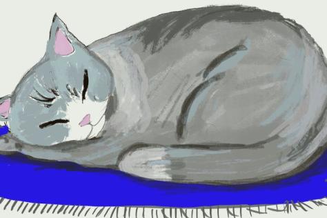 Pastels Kids Sleeping Cat illustration 