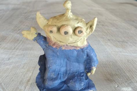 hand building with clay 3 eyed alien 