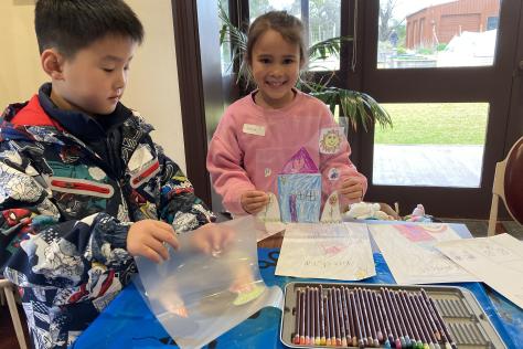 children in craft workshop mountain view room Strathdon House 
