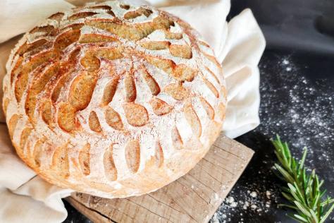SHOP sourdough bread with spring herbs dips