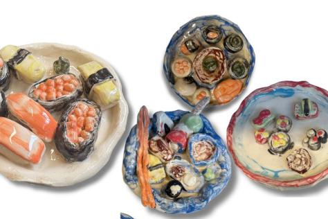 BHCAC kids sushi clay plate hand building 