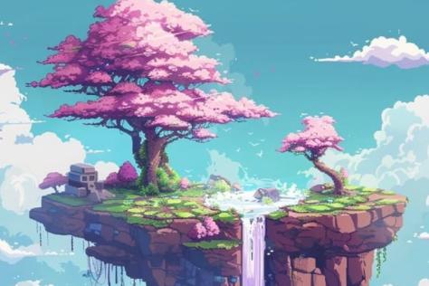 Digital Art work floating colourful island - procreate workshop image