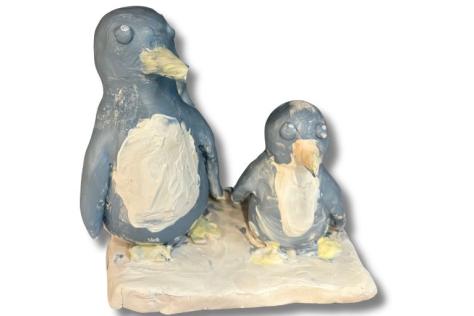 ceramic hand-build penguins