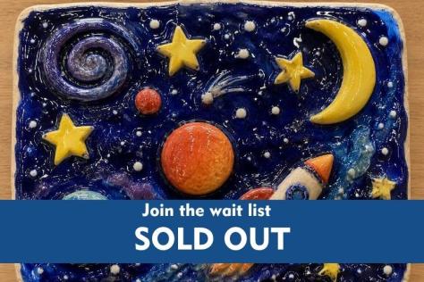 clay galaxy artwork with sold out over lay
