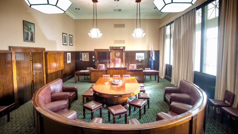 Seating in the Box Hill Town Hall Chambers
